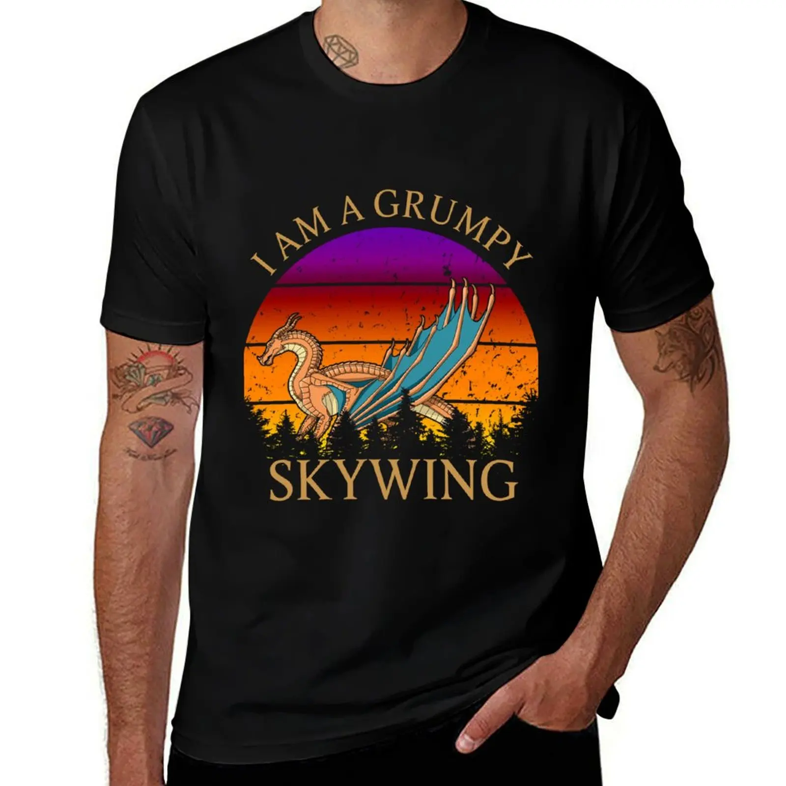 

Футболка Wings Of Fire-I Am A Grumpy Skywing, футболка с короткими рукавами, футболка больших размеров с рисунком, винтажная мужская одежда