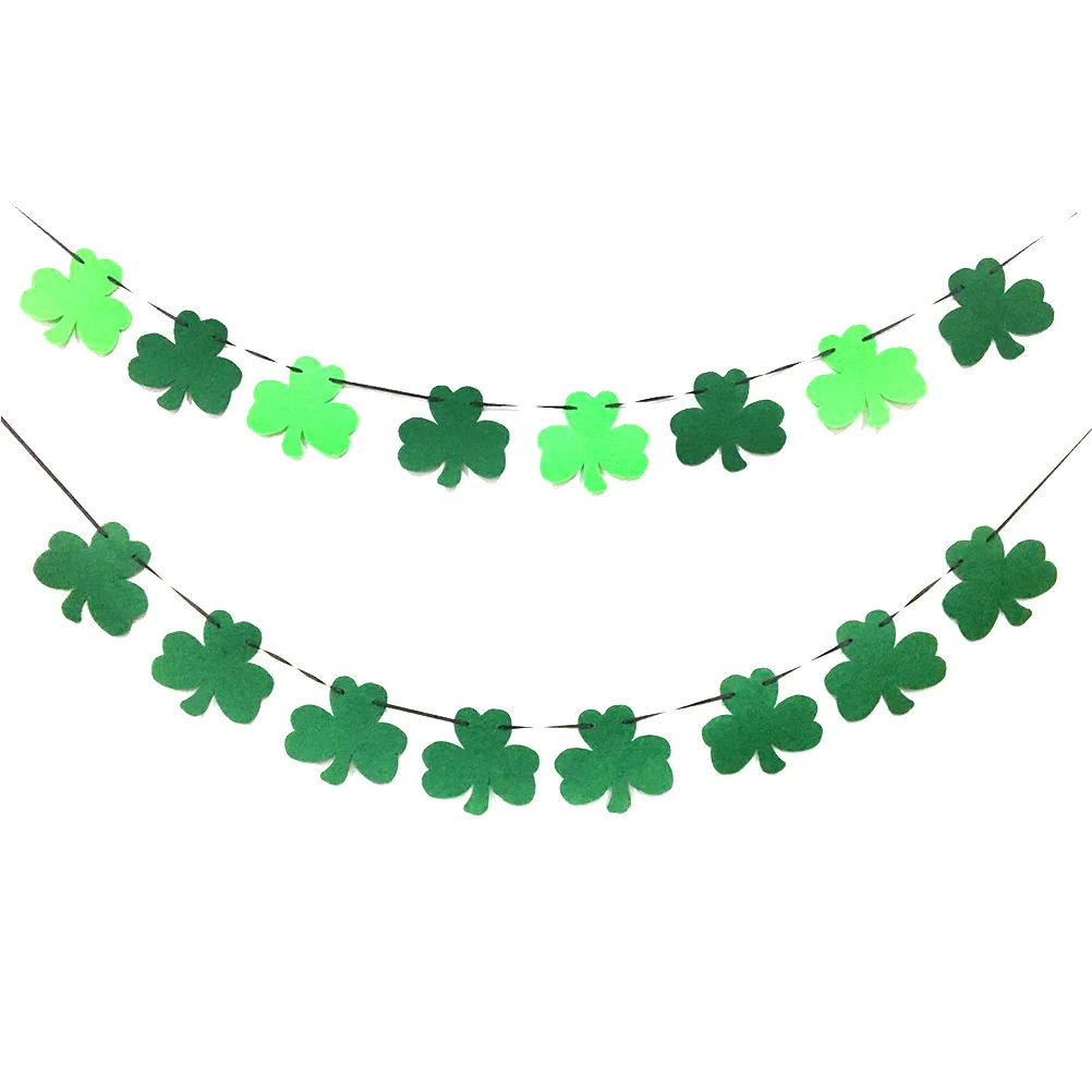 

2Pcs Clover Bunting Banner St Patrick's Day Party Decoration Hanging Flag for Indoor Outdoor Wall Window Door Garden Decorations