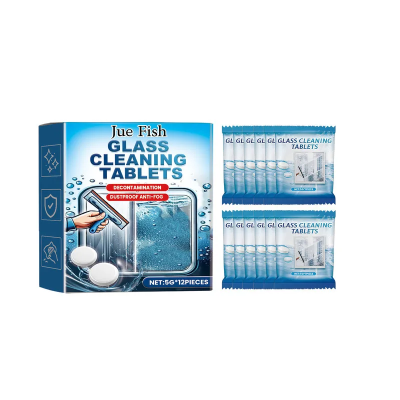 

Glass Cleaning Effervescent Tablets Door Window Glass Limescale Dust Stubborn Stain Cleaning Mirror Surface Transparent Tablets