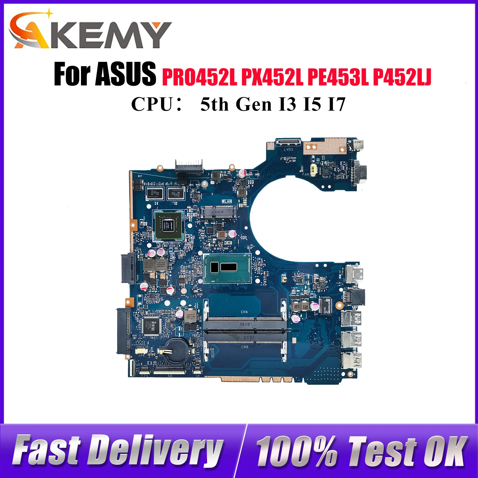 

P452LJ Материнская плата для ноутбука ASUS P452LJ PX452L PE453L P452L PRO452L Материнская плата для ноутбука с процессором I3 I5 I7 100% тест ОК быстрая доставка