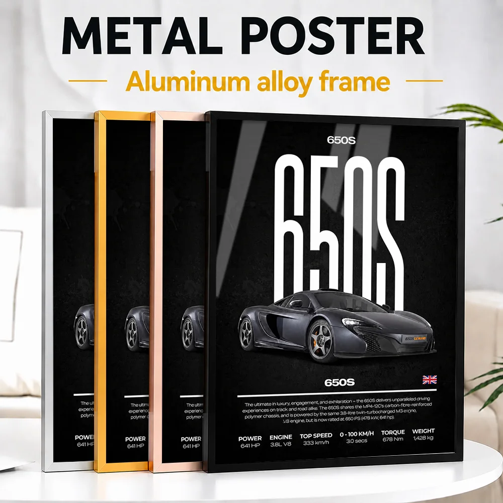 United Kingdom 650S Car Metal Poster With Aluminum Alloy Frame Personalized Photo Dynamic Speed Style Wall Art For Living Room
