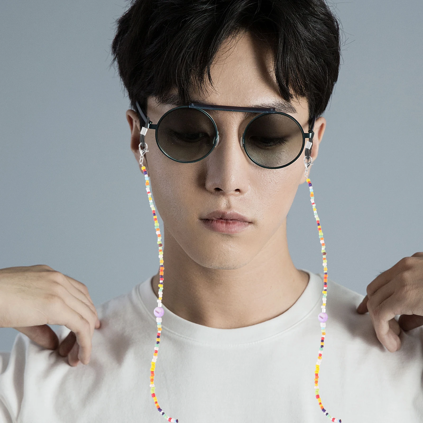 

Beaded Glasses Chains Colorful Shell Dye Beads Mask Lanyard Women Stylish Eyeglass Holder Necklace Fit Most Glasses Sunglasses
