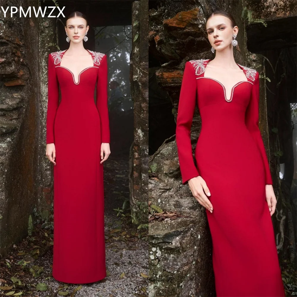 

Customized Evening Dress Formal Women Prom Gown YPMWZX Asymmetrical Column Floor Length Skirts Bead Bespoke Occasion Dresses Par