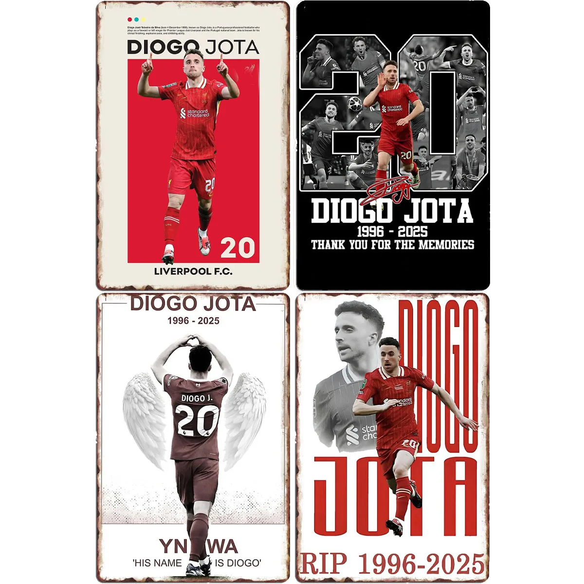 

Diogo Jota 1996-2025 Football Sport Player Retro Posters Metal Sign Custom Garage indoor Wall Room Decor Tin Vintage Home Decor
