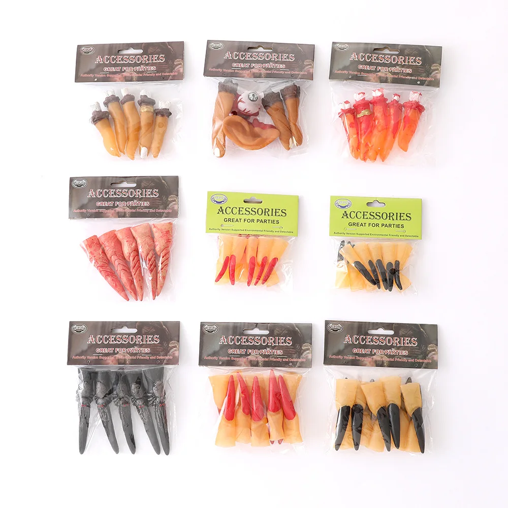 

Halloween Nail Ghost Zombie Vampire Costume Finger Ear Eye Party Costume Ball Props Flesh Colored Soft Rubber Finger Cots