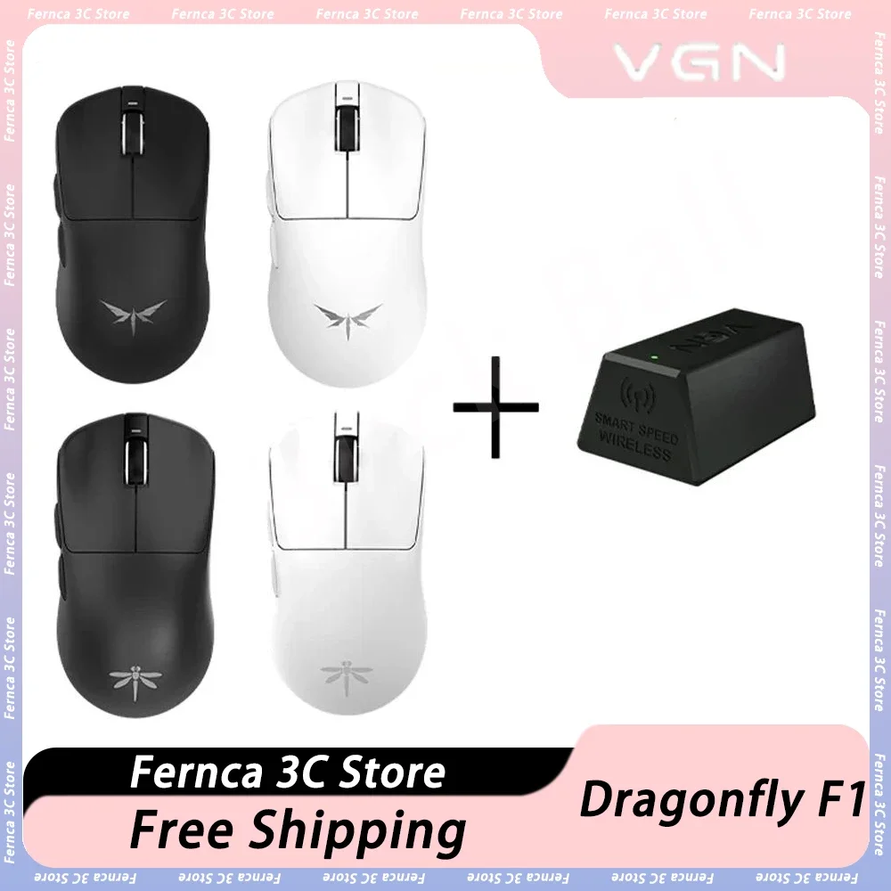 

VGN Dragonfly F1 мышь Двухрежимная Беспроводная 4K PAW 3395 сенсорная игровая мышь Smart Speed легкая мышь для киберспорта ПК геймерский подарок