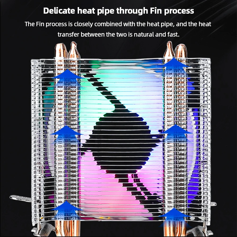 Pendingin CPU pipa 4 panas, kipas pendingin CPU PC 3Pin PWM kipas RGB diam untuk Intel LGA1150 1151 1155 1200 1366 AMD AM4