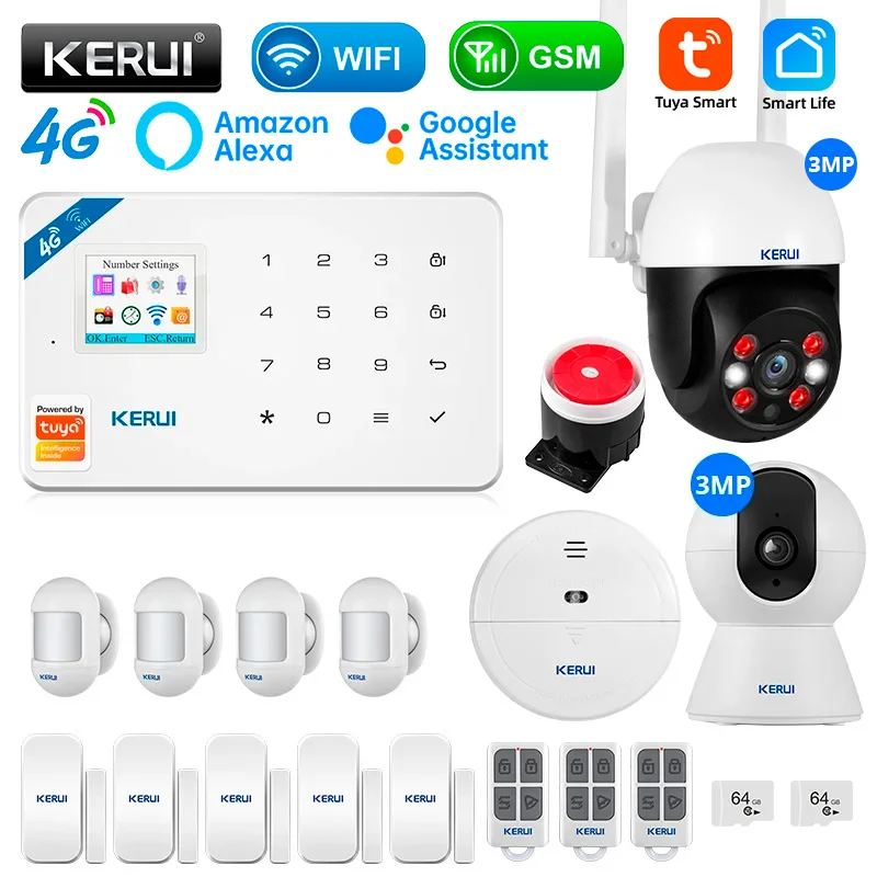 KERUI W184 4G Tuya Smart Home Alarm WIFI GSM Alarm System Motion Sensor Detektor Einbrecher Unterstützung Alexa & Google APP Steuerung