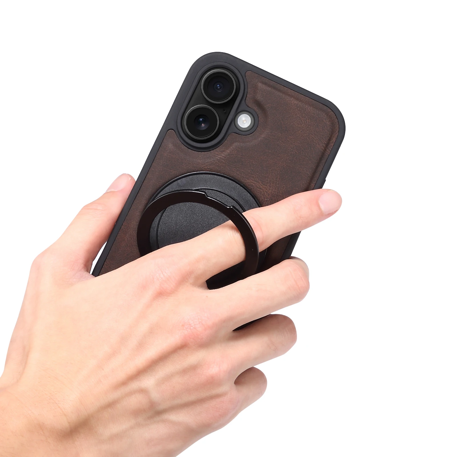 Handyhülle 360 ° Drehbarer Ständer mit Kunstleder-Ringverschluss für iPhone 18 Pro Max 17 Air 16 Plus 15 14 13 12 – Detail 20