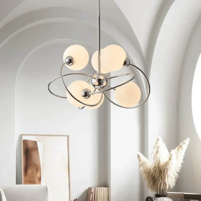 

Светодиодная современная люстра для столовой, хромированная, 6 лампочек, внутреннее освещение, украшение для гостиной