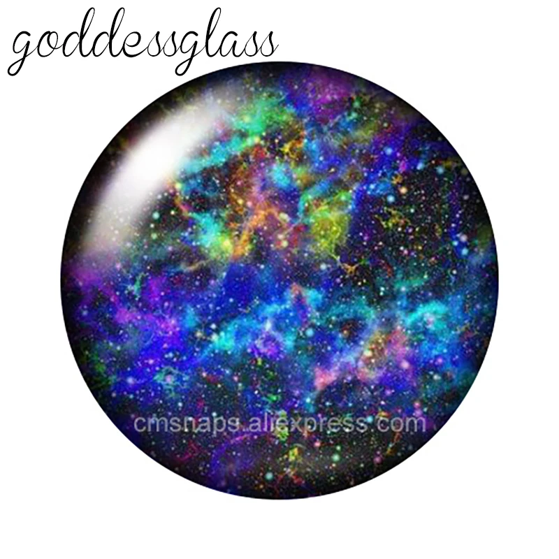 Outspace Baru Bintang Aurora Langit Berbintang Kosmik 10 Buah 12Mm/18Mm/20Mm/25Mm Kaca Foto Bulat Temuan Pembuatan Punggung Datar Demo Cabochon