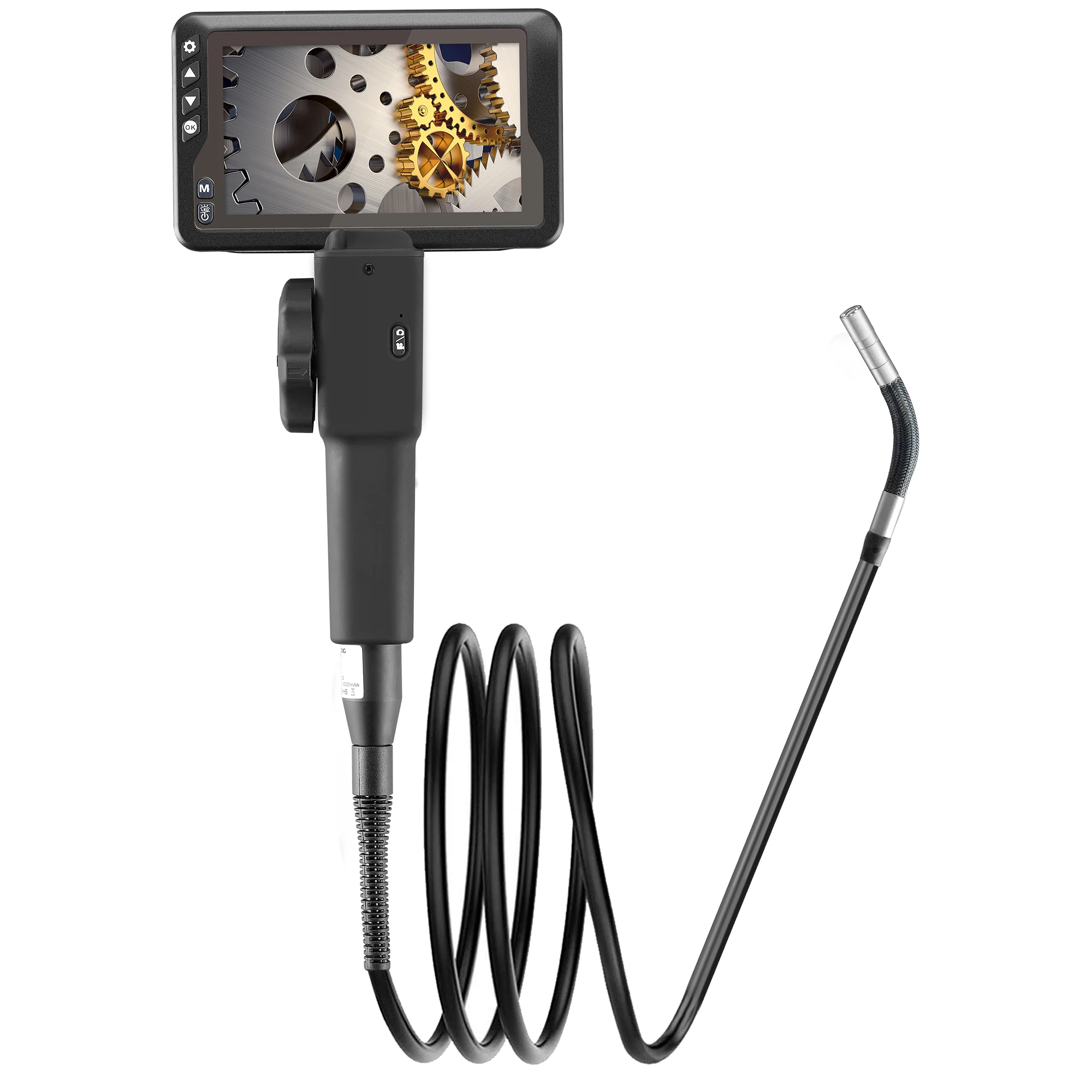 Handheld Remote Video Endoscope with 4.5 Inches NDT Inspection Semi-rigid Tube 2 Way Articulating Borescope