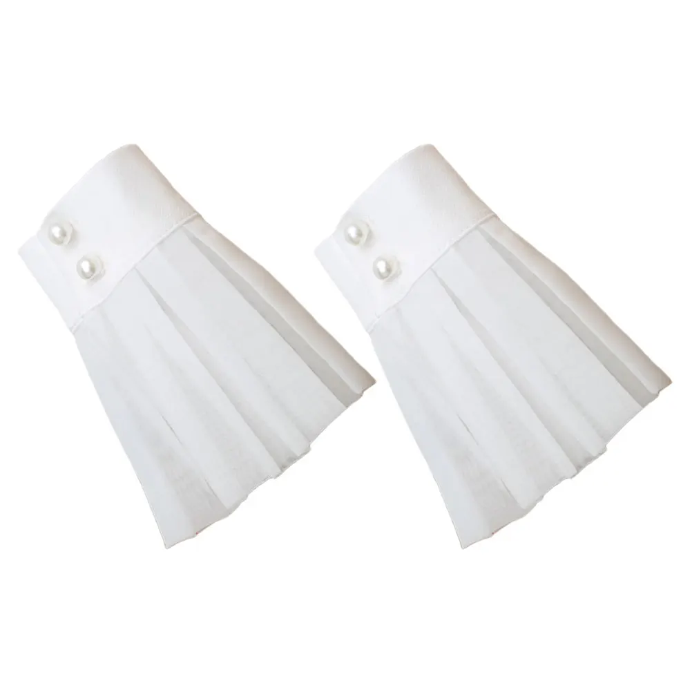 

Elegant False Sleeves White Bands for Women Girls Arm Wrist Detachable Ruffle Fashion Accessories Soft Material Perfect Gift