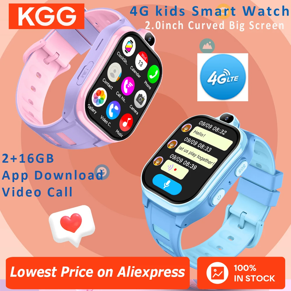 4G ساعة ذكية للأطفال GPS WIFI مكالمة فيديو SOS APP تنزيل الطفل Smartwatch مراقب المقتفي موقع الهاتف ساعة بنين بنات هدايا