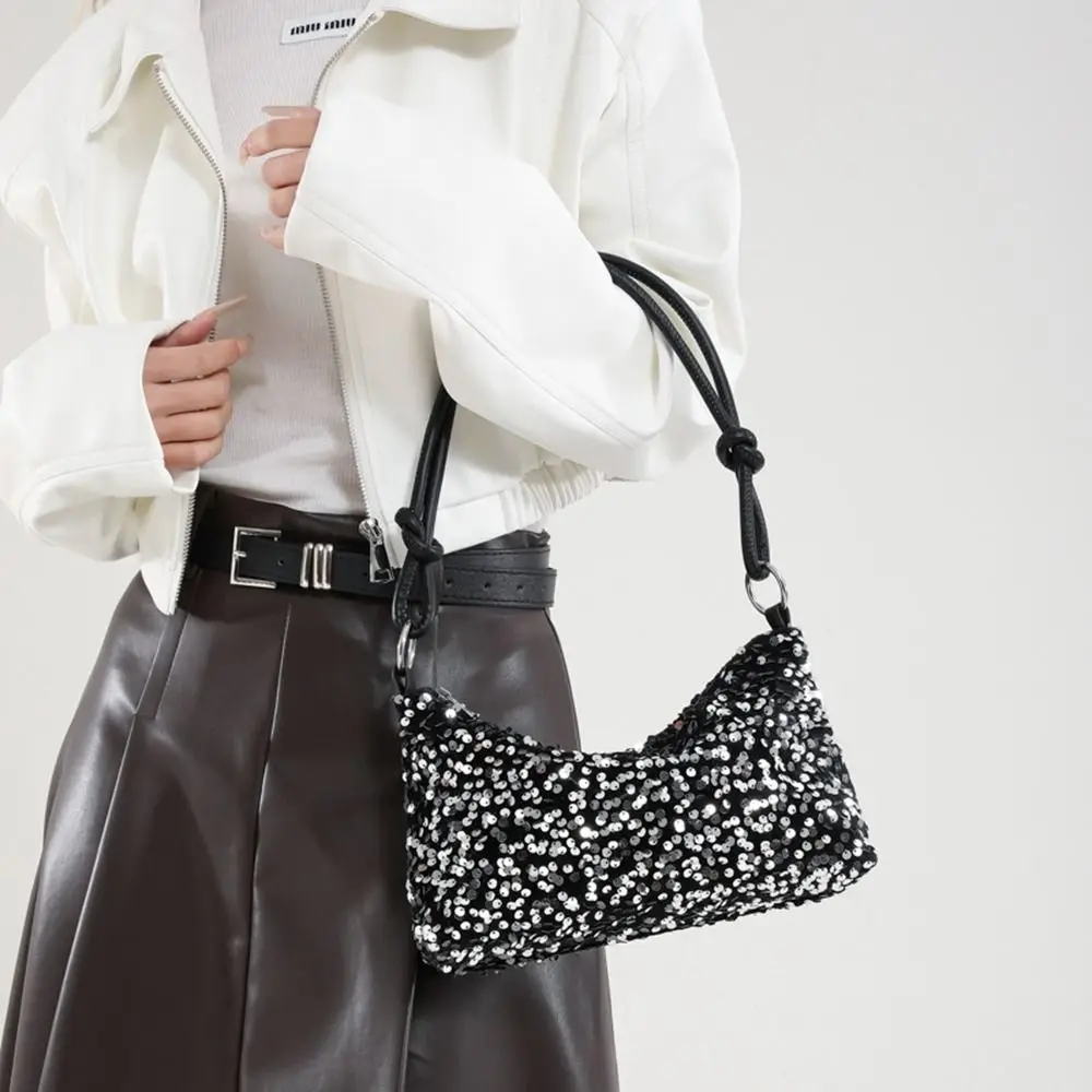 

Simple Solid Color Blingbling Sequins Bag Glitter INS Sequins Shoulder Bags Korean Style Underarm Bag Evening Clutch Bag Girl