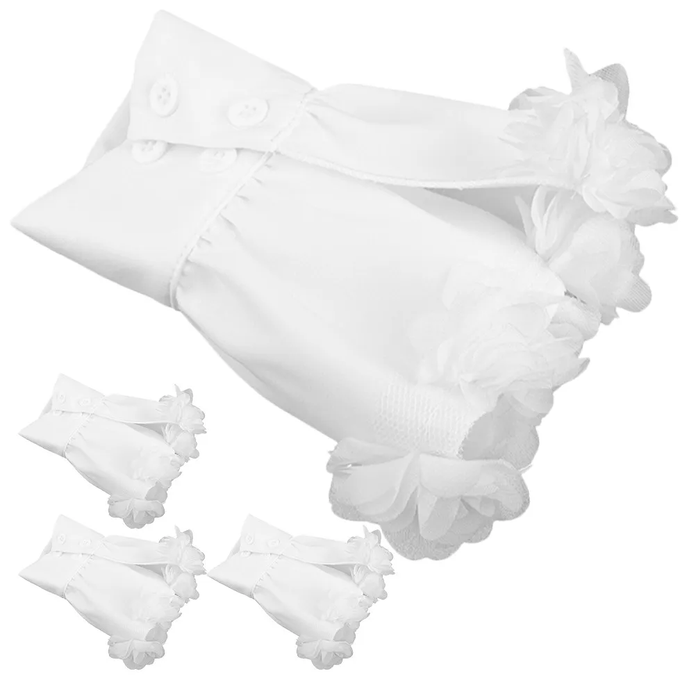 4-個の取り外し可能なリストカフス花柄レイヤードフェイクスリーブシフォンカフス女性用シャツ袖装飾