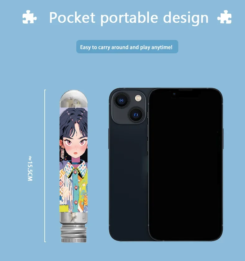 大人のためのミニパンクガールジグソーパズル,減圧ゲーム,家族向けの教育玩具,テストチューブ,150ユニット