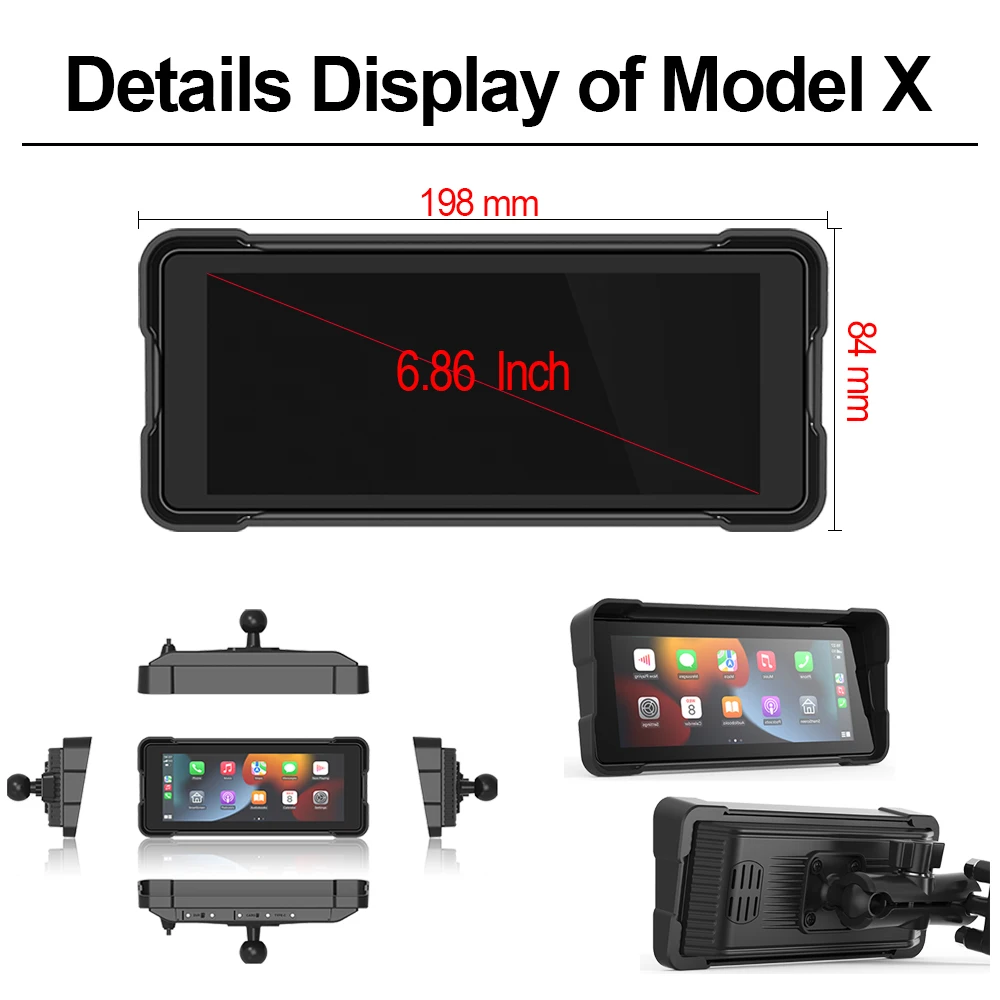 6.86 inch Navigation Motorcycle Waterproof Wireless Carplay Display Screen Portable Motorcycle Wireless Android Auto Monitor