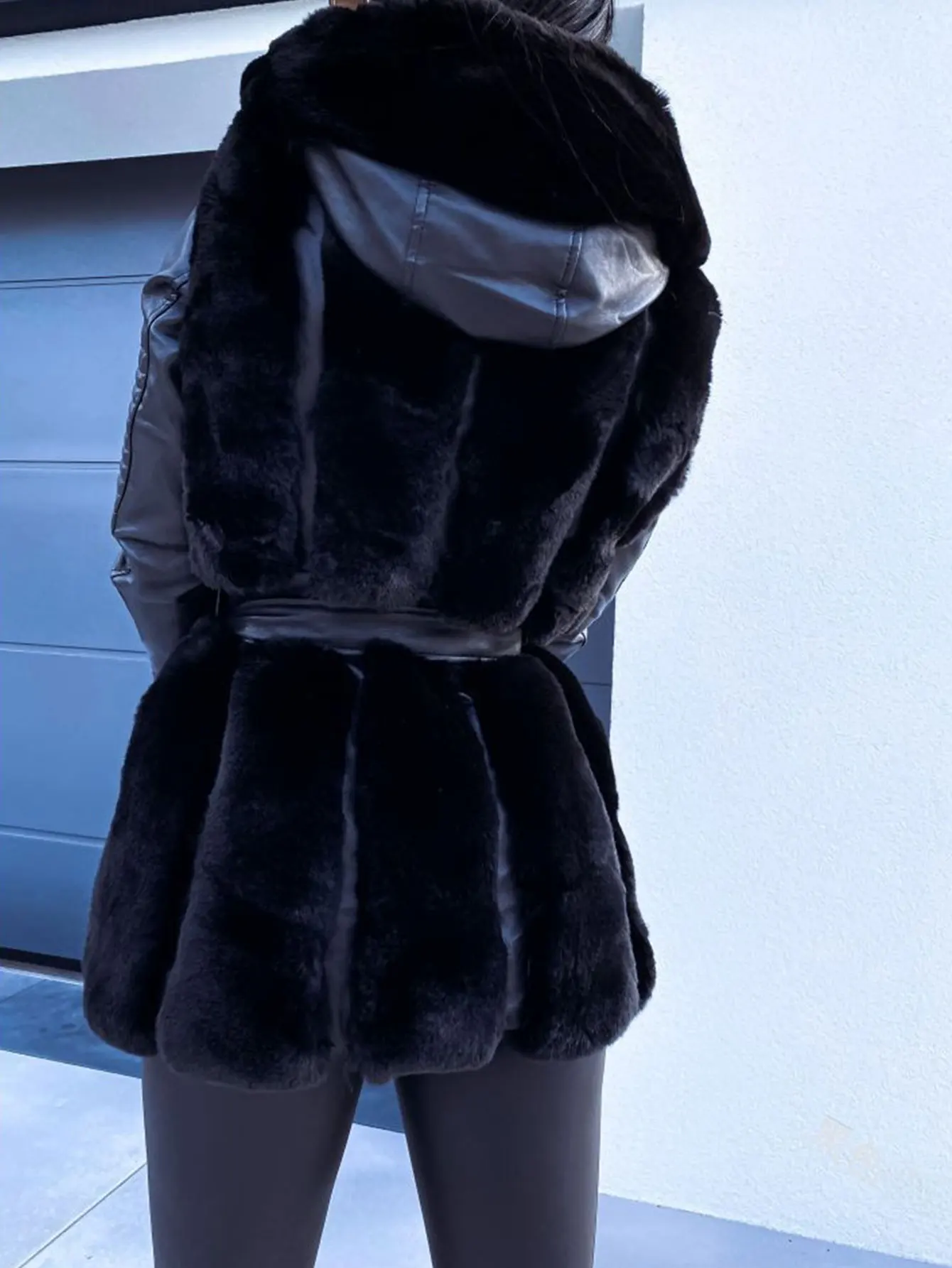 معطف نسائي طويل للخريف والشتاء، ياقة من الفرو عادي، خصر، ملابس خارجية يومية بأكمام طويلة