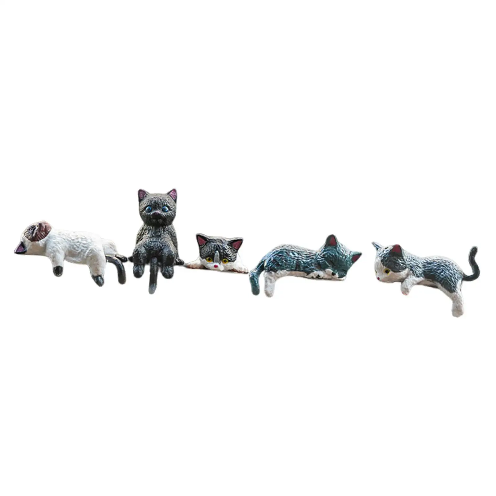 Small Cat Statue Decorative Resin Cat Figure Miniature Interior Figurine Ornament for Computer Monitor and Rearview Mirror