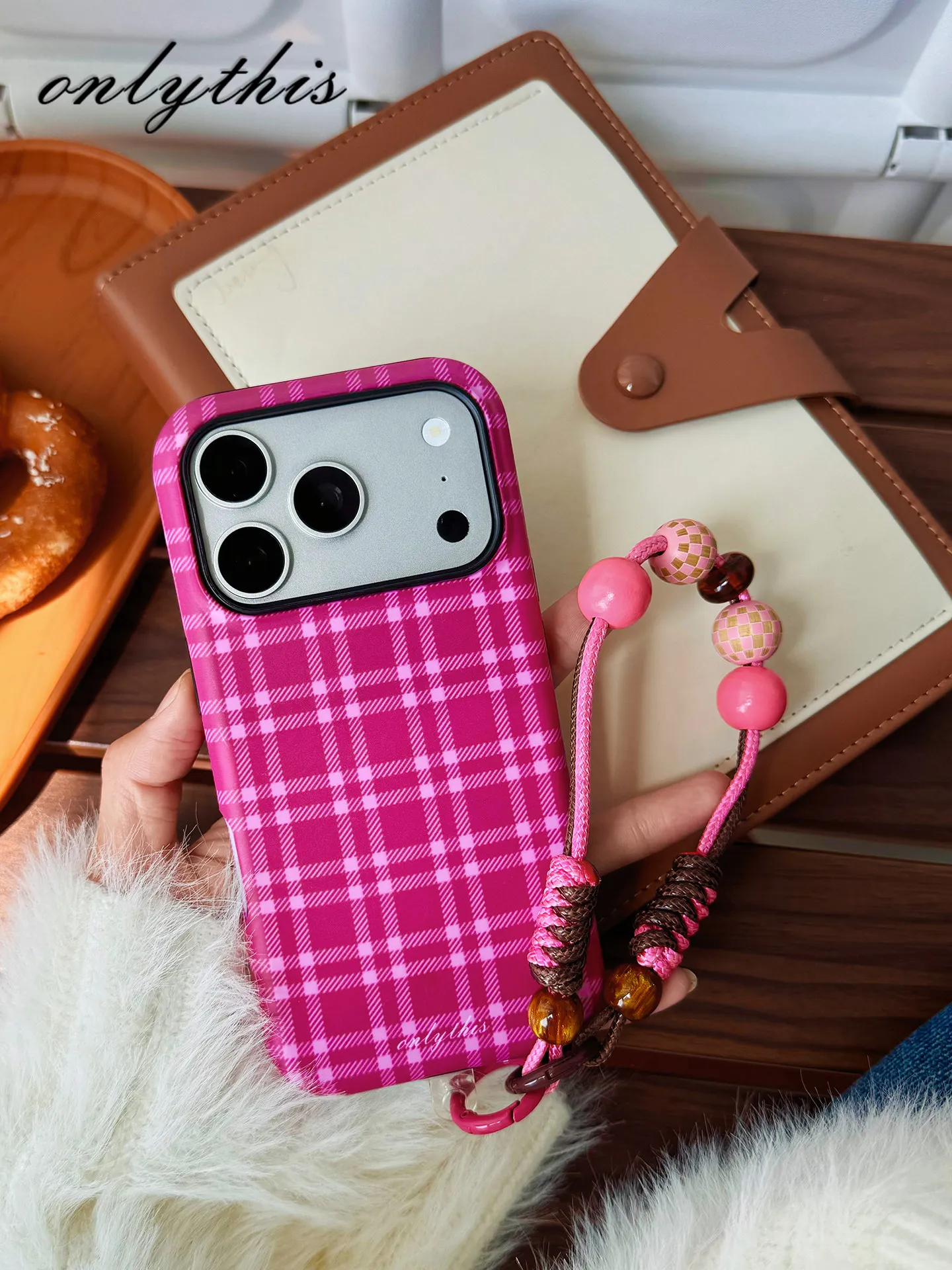 Barbie Pink Grid Pattern Phone Case for IPhone 17 16 15 14 13 12 11 ProMax Xr Xs Max 8 Plus 16E 17Air Double-Layer Glossy Cover