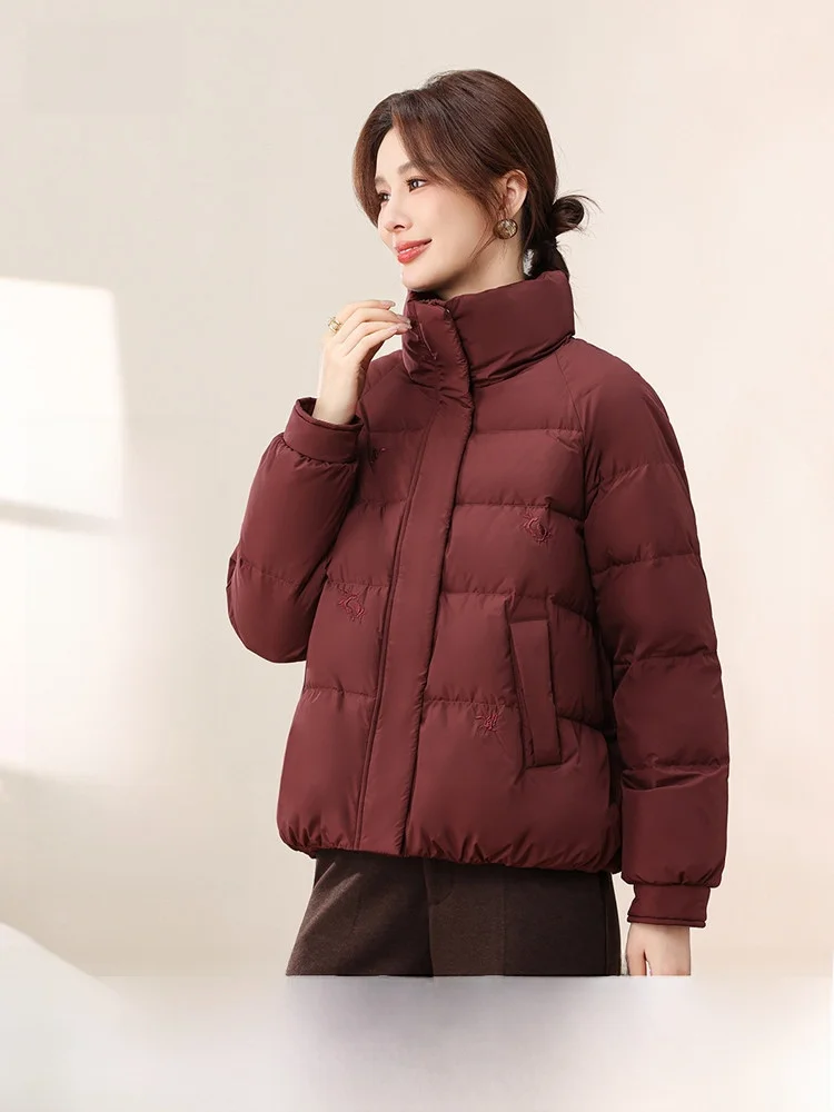 

Elegant Short 90 Duck down Jacket Stand Collar Women's Style Snow Flying Spring New Arrival City Casual Long Sleeve Zipper