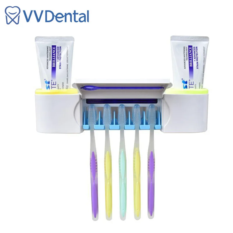 

Toothbrush Holder Wall Mounted Solar UV Light Ultraviolet Toothbrush Sterilizer Automatic Toothpaste Holders Bathroom Accessory