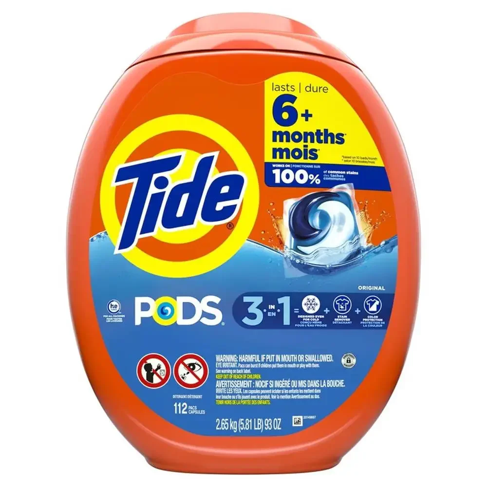 Tide Pods Original Laundry Detergent Packs 112 Count 3-in-1 Cleaning Stain Fighter Color Protector Cold Water Compatible