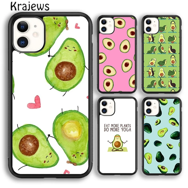 Krajews Cute Avocado Fruits Phone Case Cover For iPhone 16 15 14 plus XS XR 11 12 mini 13 pro max coque Shell Fundas