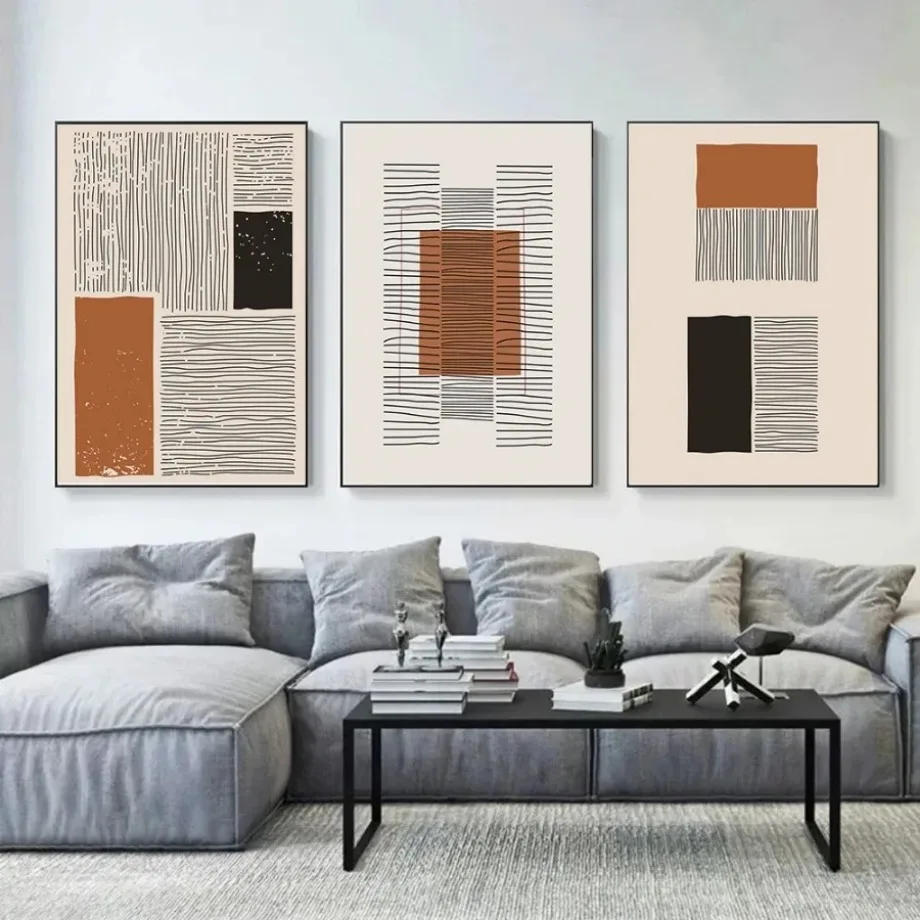 Modern Canvas Print Painting Poster Black and White Abstract Geometric Living Room Bedroom Porch Picture Wall Art Home Decor