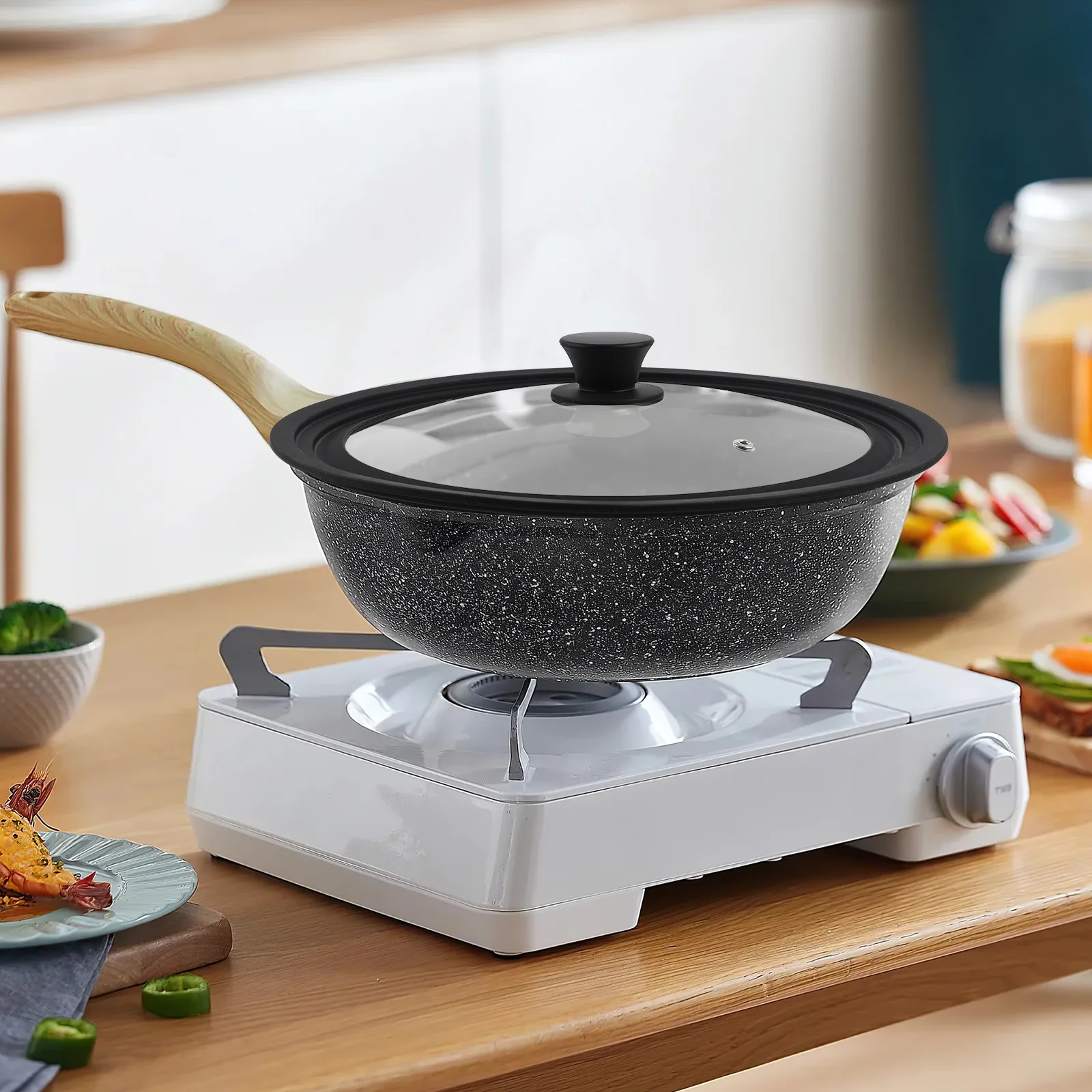 

Универсальная круглая крышка из закаленного стекла, силиконовый обод, крышка кастрюли, ручка с защитой от ожогов, высокая прозрачность, замена посуды