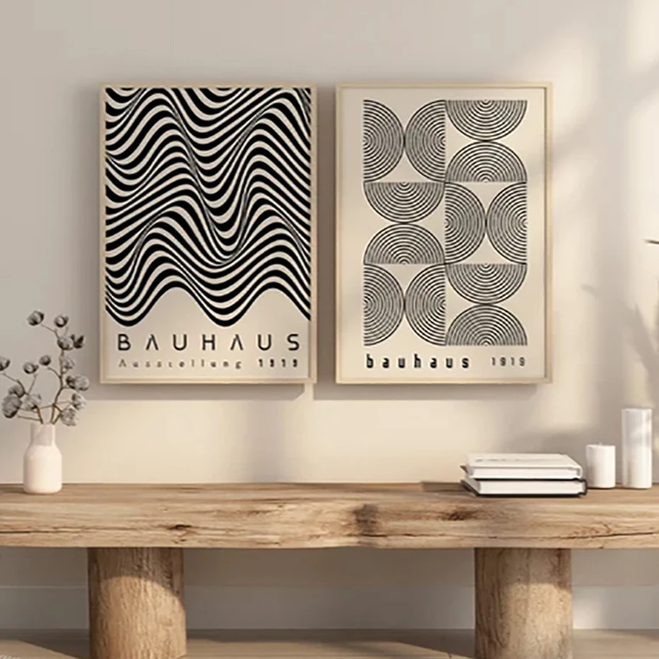 自由奔放に生きるバウハウスイラストミッドセンチュリーモダンウォールアートキャンバスペインティングレトロプリント写真リビングルームギャラリーインテリア