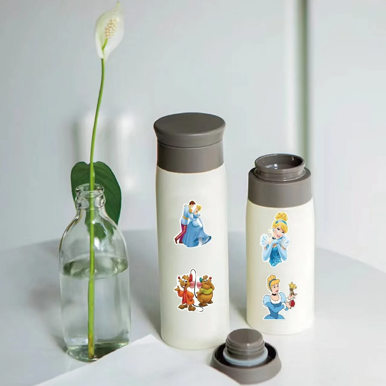 50Pcs Disney Cinderella Anime Princess Mickey Cartoon Stickers Laptop Luggage Skateboard Graffiti Stickers Fun Children's Toys