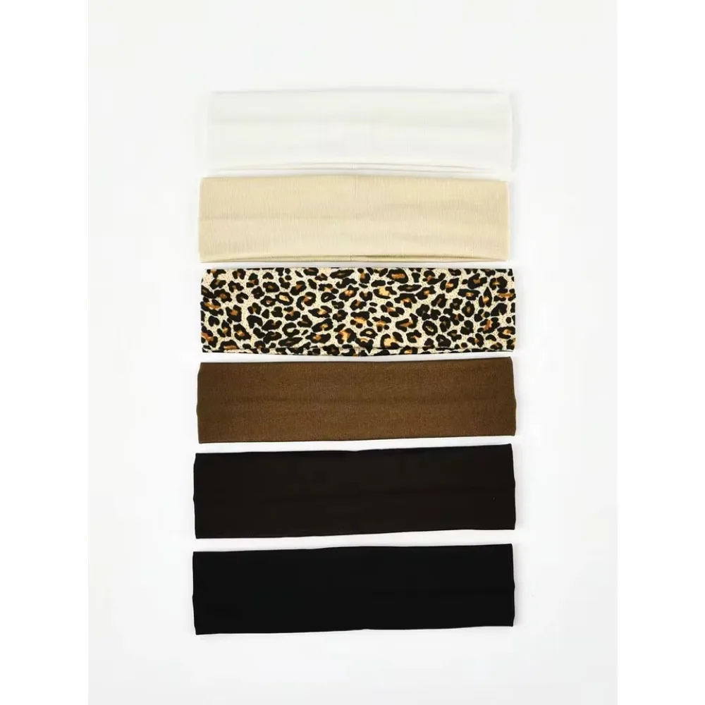 

1pcs Unisex Simple Basic Solid Color Leopard Print Face Wash Cycling Running Sports Yoga Leisure Sweat-Absorbing Headband