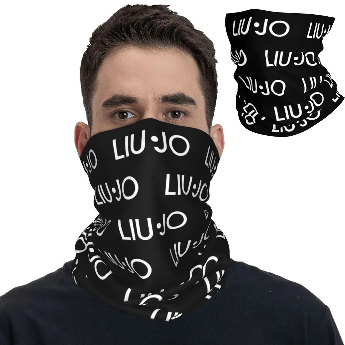 Liu Jo Logo Bandana Neck Gaiter Printed Balaclavas Face Mask Scarf Warm Headband Riding for Men Women Adult Winter