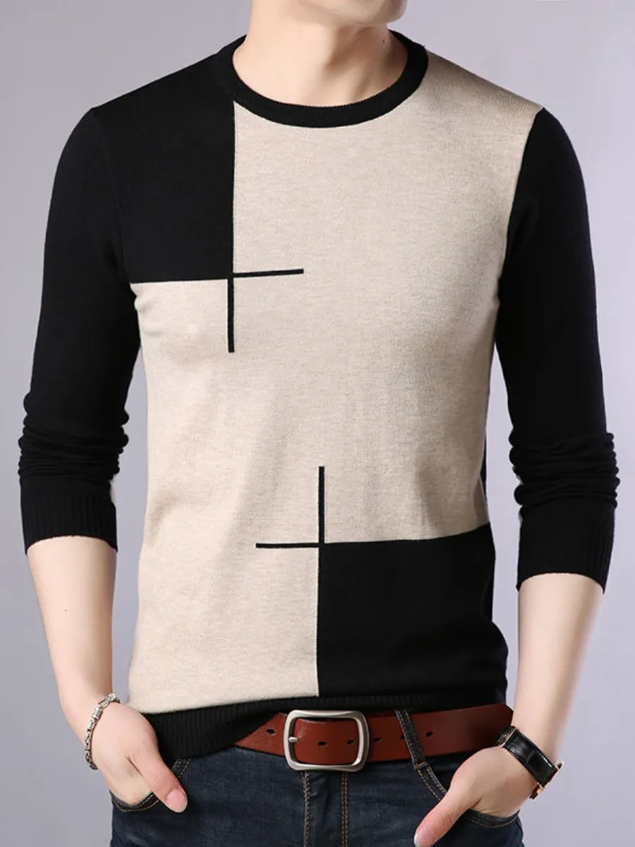

Men's Knitted Long Sve round Ne Casual irt Spring Autumn Sle Faionable Korean Version Slim Fit Base Layer Top
