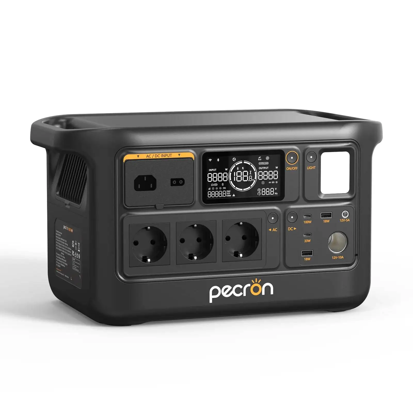 PECRON F1000 LFP Tragbare Powerstation 1500W Reine Sinuswelle USV, 960Wh LiFePO4 Solargenerator, EU 230V, Outdoor Camping Wohnmobil Netzunabhängige Notstromversorgung für Zuhause