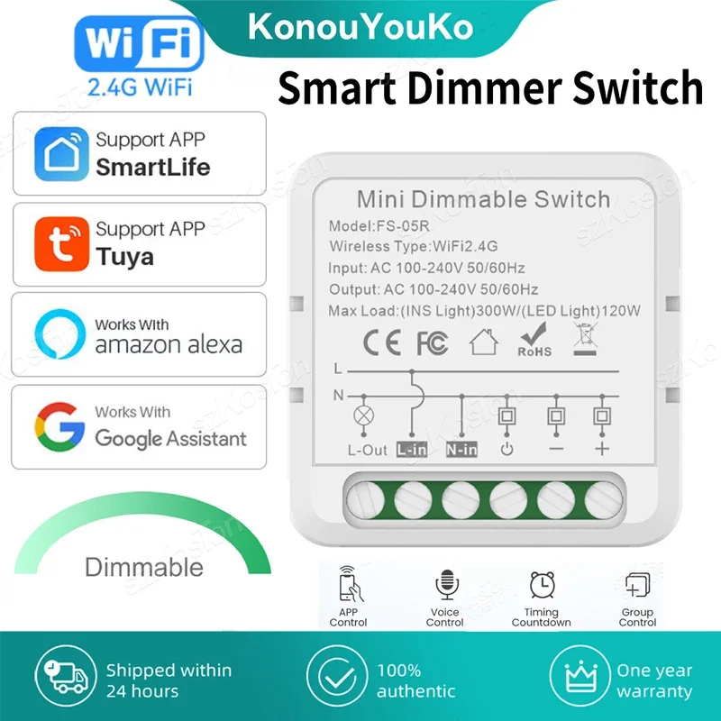 

Модуль умного диммера Tuya WiFi, умная лампочка, диммер, таймер, приложение, беспроводной пульт дистанционного управления, работает с Alexa Google Home