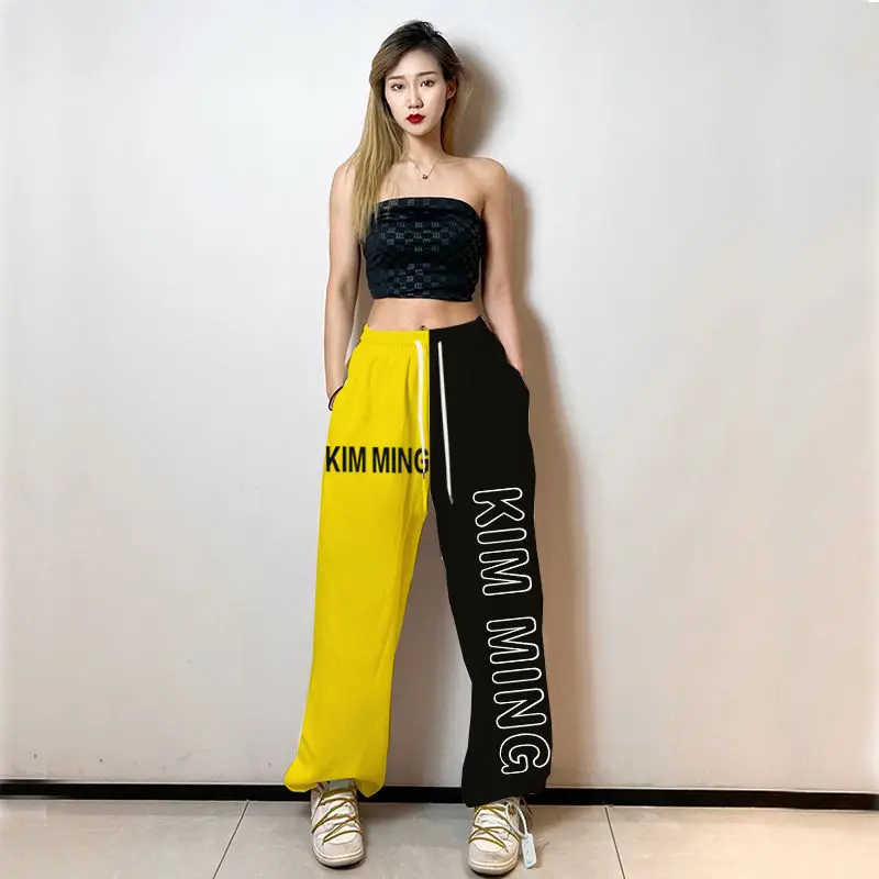 Hip-hop Streetwear Women's Baggy Sweatpants Jazz Street Dance Contrast Color Letter Printed Y2k Vintage Sports Casual Trousers