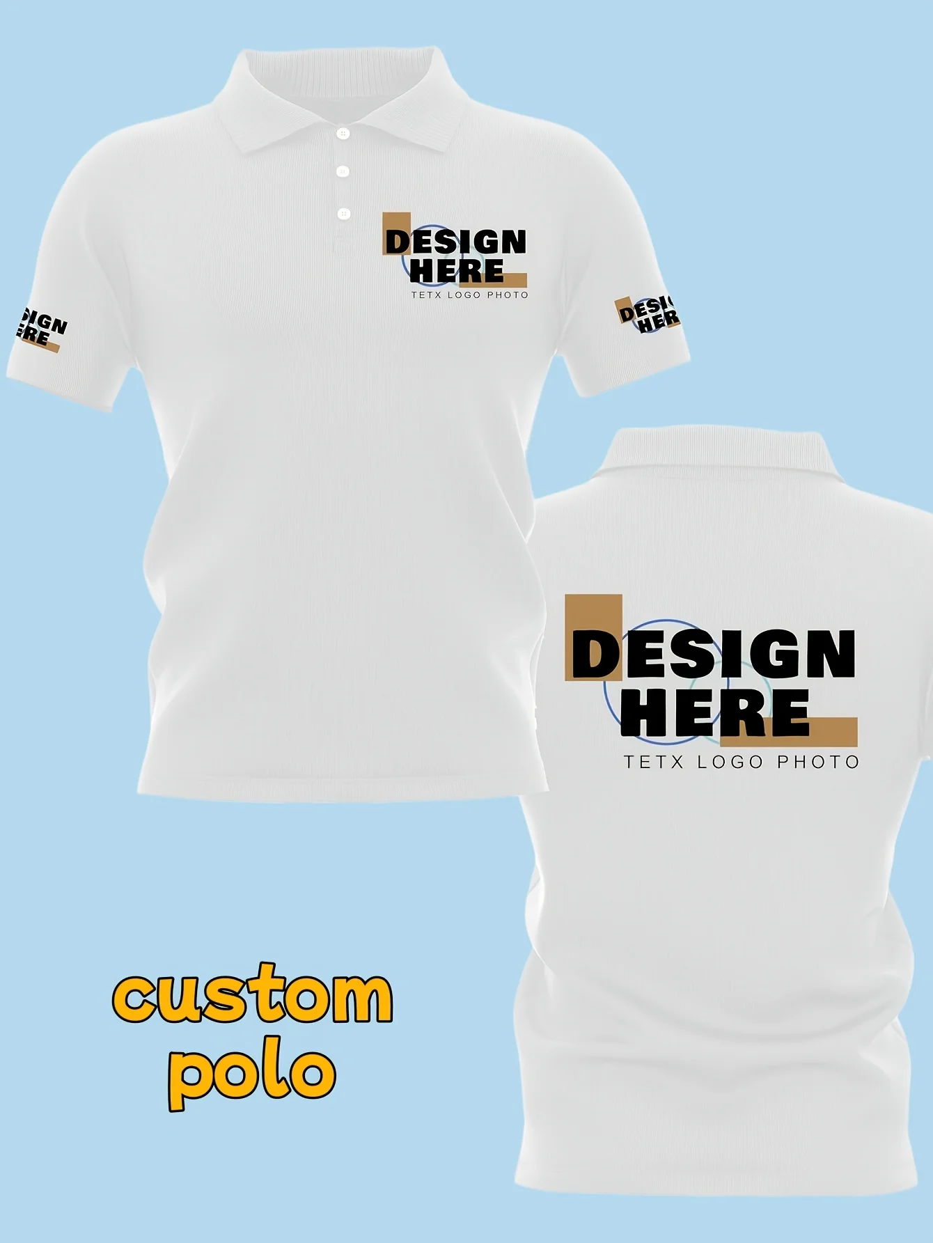 

Personalized polo shirts with customizable designs and patterns. Suitable for work uniforms.