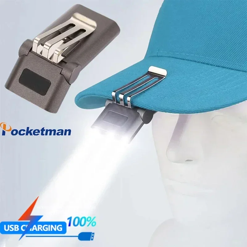 

LED Sesnor Hat Clip Light Headlamp Mini Waterproof Head Lamp Hat Brim Lamp USB Rechargeable Headlight