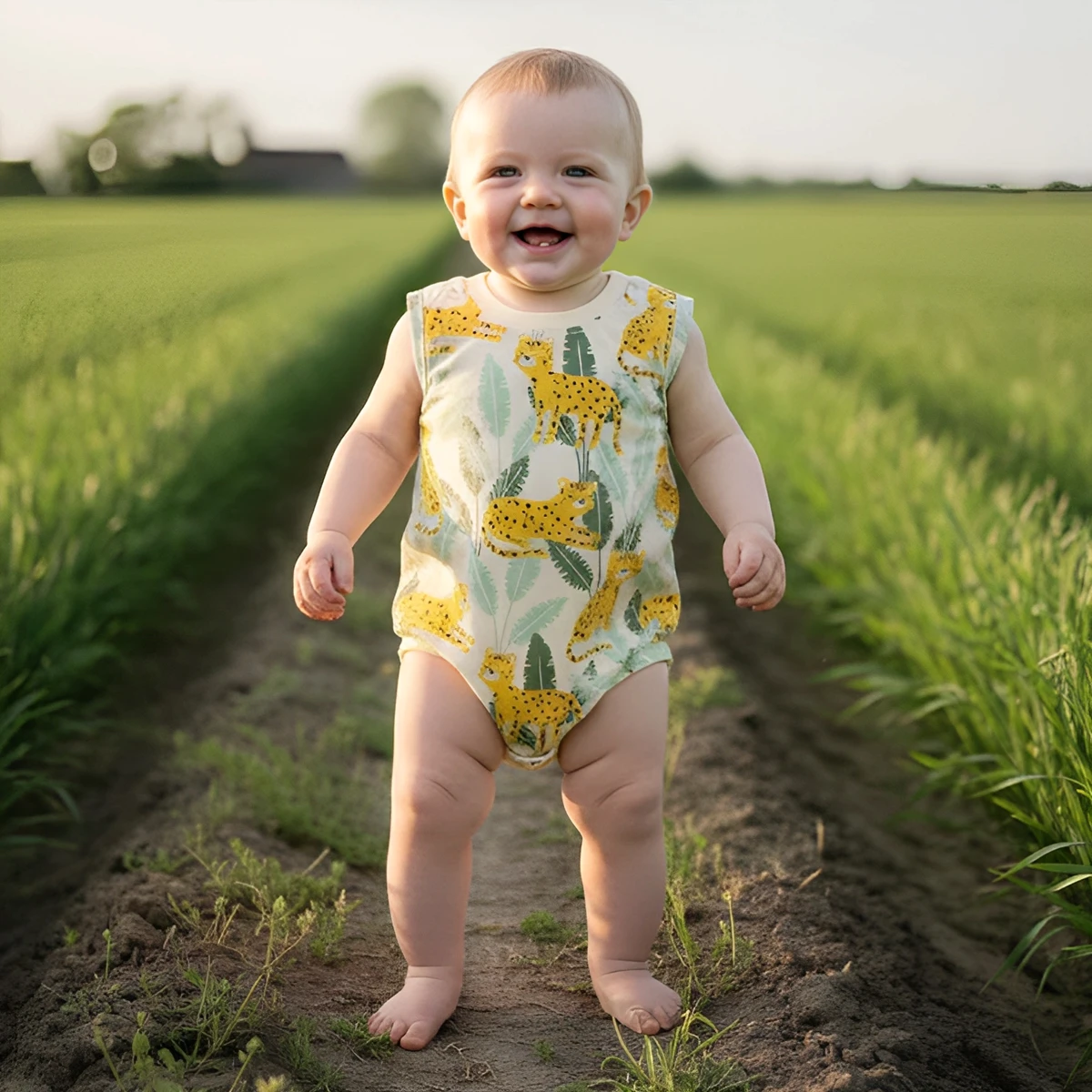 Toddlers Boys Bodysuits Summer Cotton Sleeveless Animal Casual Baby Clothing