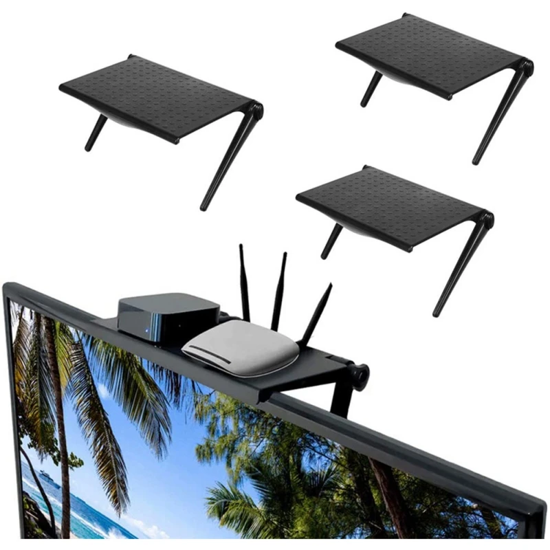 Wide Platform Adjustable TV Top Shelf Monitor Screen Top Mounting Bracket for Streaming Devices Cable Box Router and Home Decor