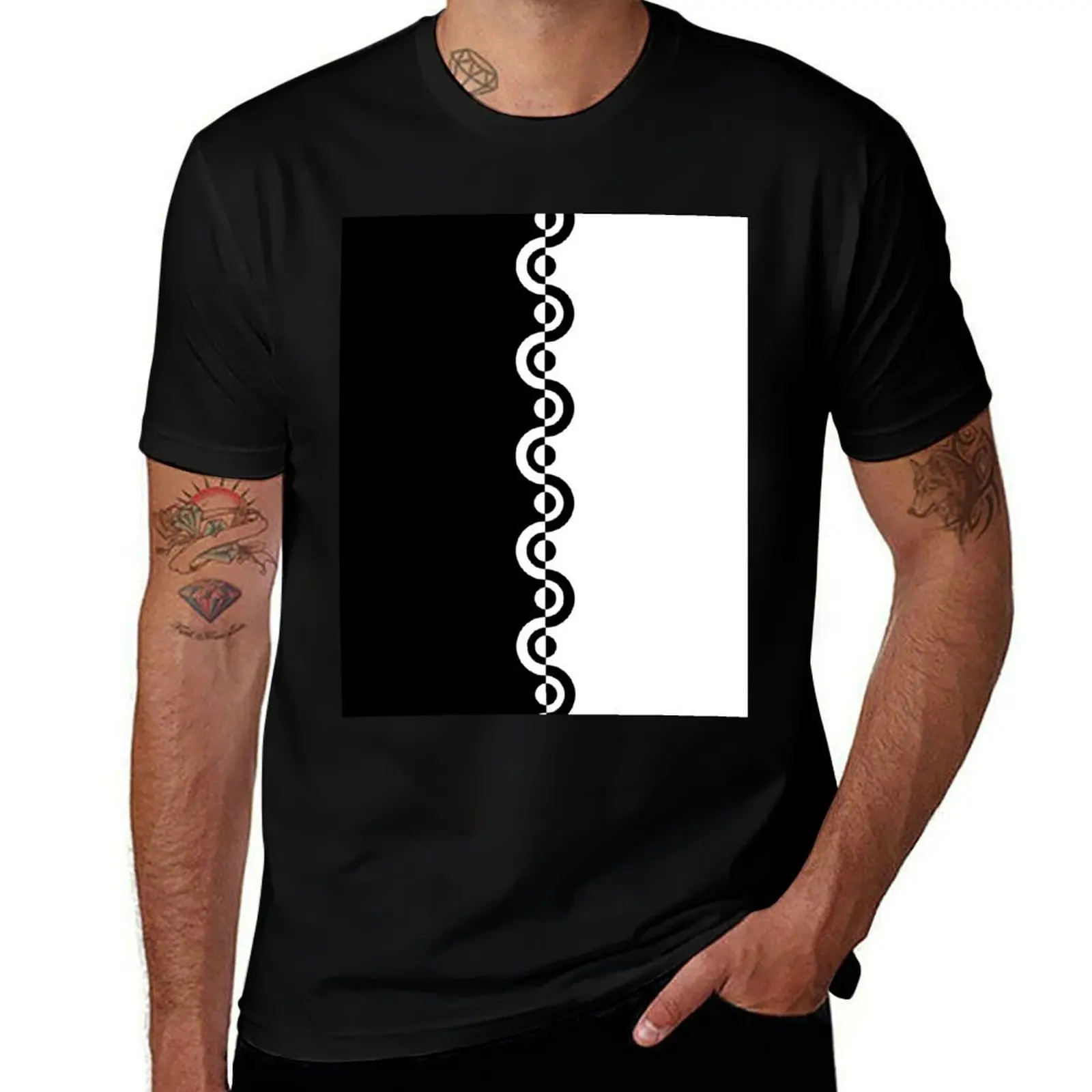 Black & White 60's Two Tone Mod Ska Pattern T-Shirt Durable Work Wear T-Shirt