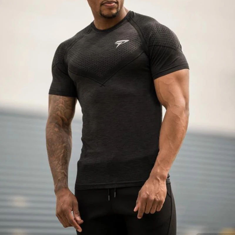 2023 New large-type Men Compression T-shirt men Sporting Skinny Tee Shirt Male Gyms Running T-shirt Fitness Sports men t-shirts