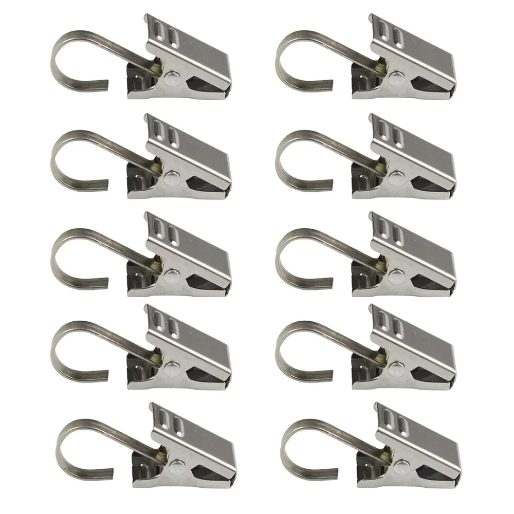 

100Pcs Stainless Steel Window Curtain Clips Opening/Closed Mouth Fixed Shower Curtain Hook Clips Small Hanging Drapery Holdbacks