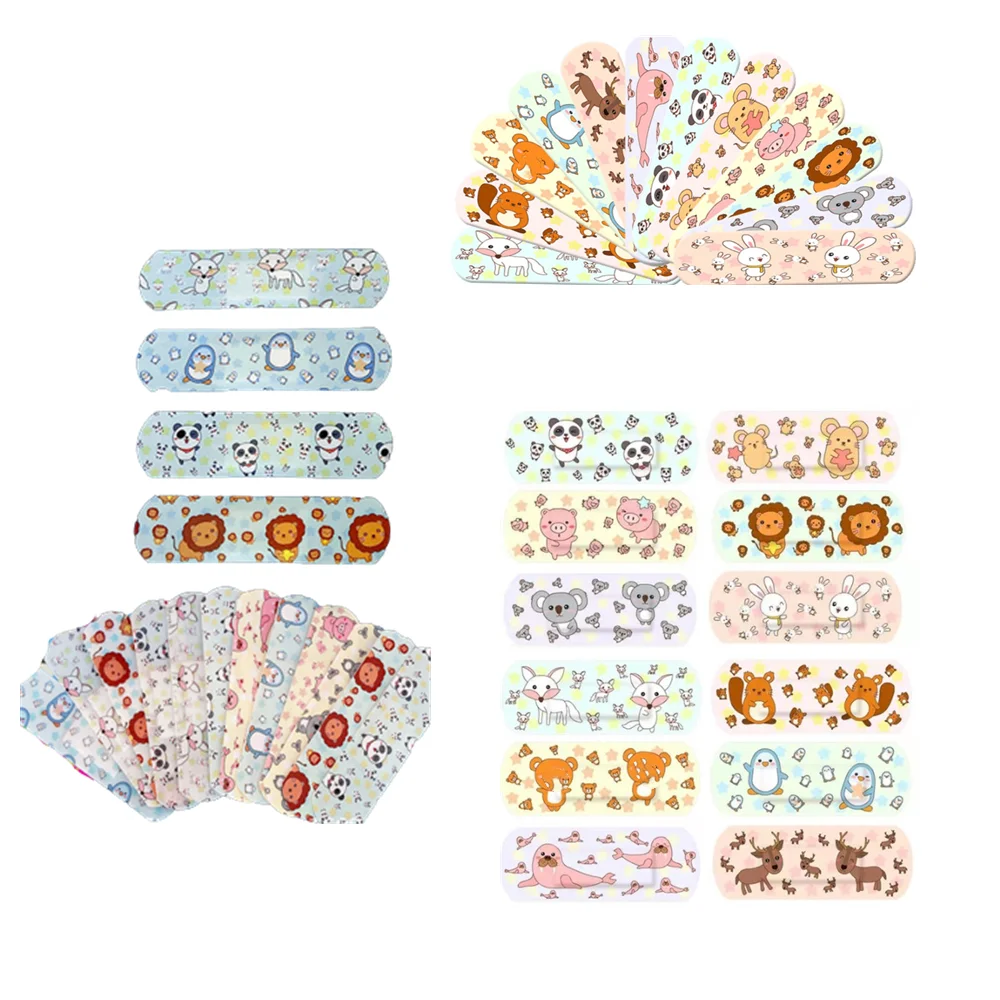 100/120pcs Lot Band Aid Waterproof Wound Patches Kawaii Cute Cartoon Patterned Plasters Curved Strips Healing Adhesive Bandages