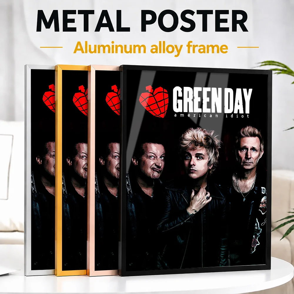Green Day American Idiot Album Framed Aluminum Metal Poster Personalized Photographic Wall Art For Music Room And Home Office