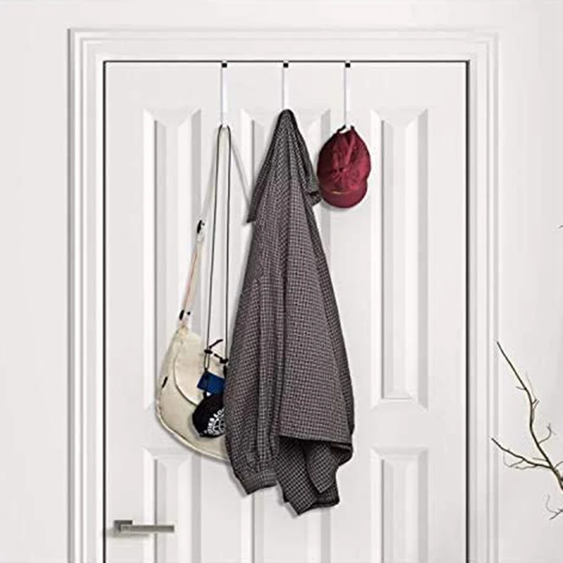 over Door Hooks for Hanging Clothes, 6 Packs Hanger Soft Rubber Prevent Scratches, Door Hook for Bathroom White