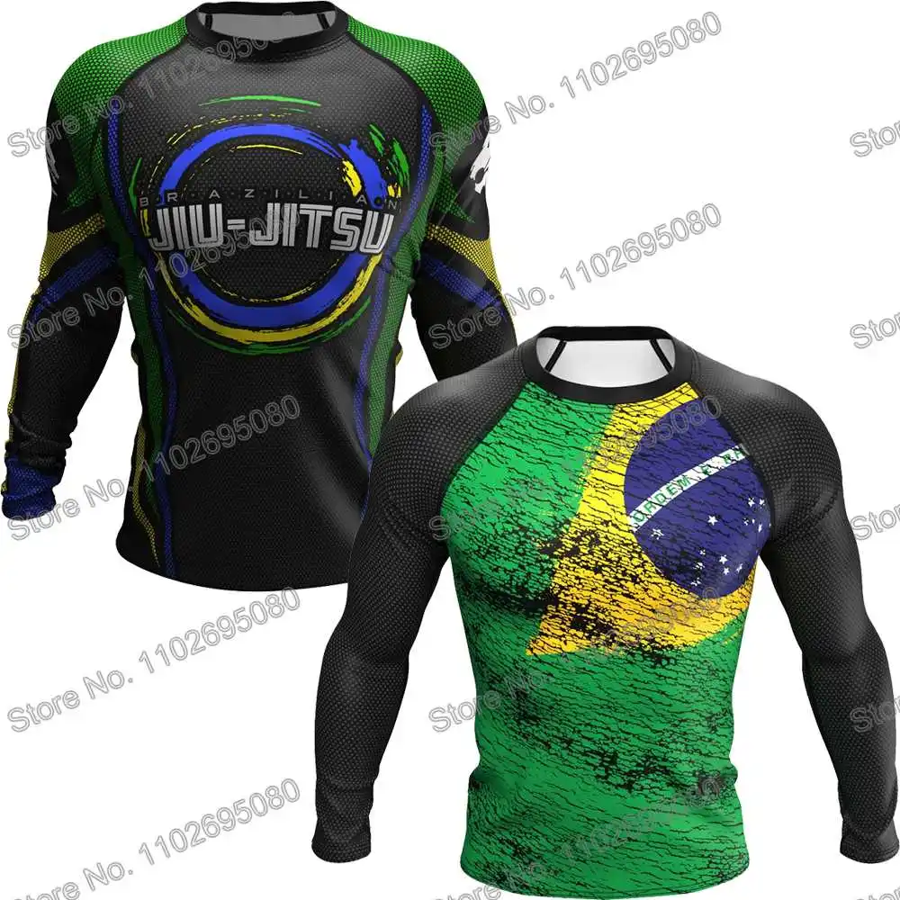 Brazil Diving T-Shirt Tight Long Sleeve Rash Guard BJJ MMA Swimwear Men Surf Clothing Beach Floatsuit Women Summer GYM Tops